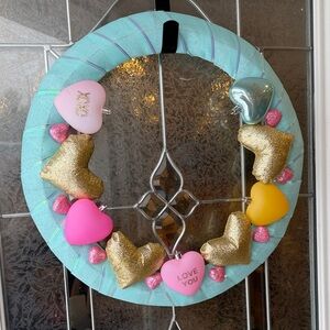 Colorful Heart Wreath with Gold Accents